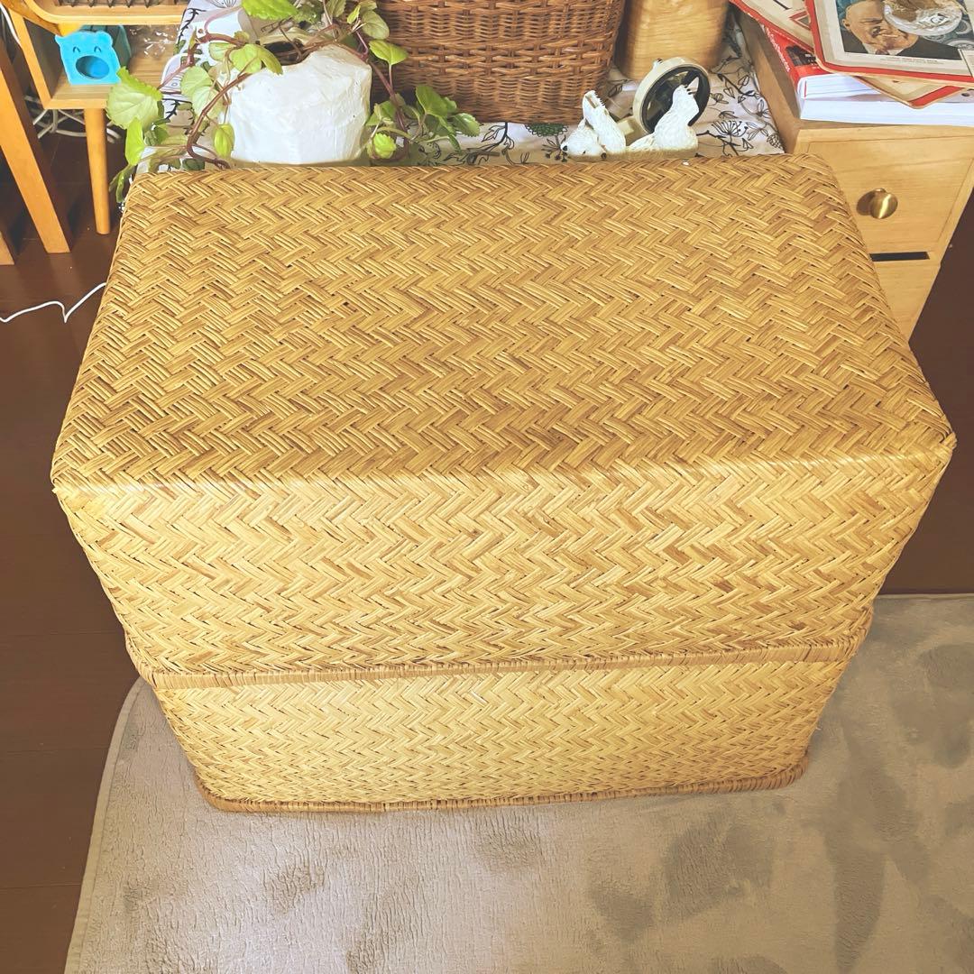 昭和レトロ 中サイズ 行李 クリーニング済み 収納 籠 美品 ②