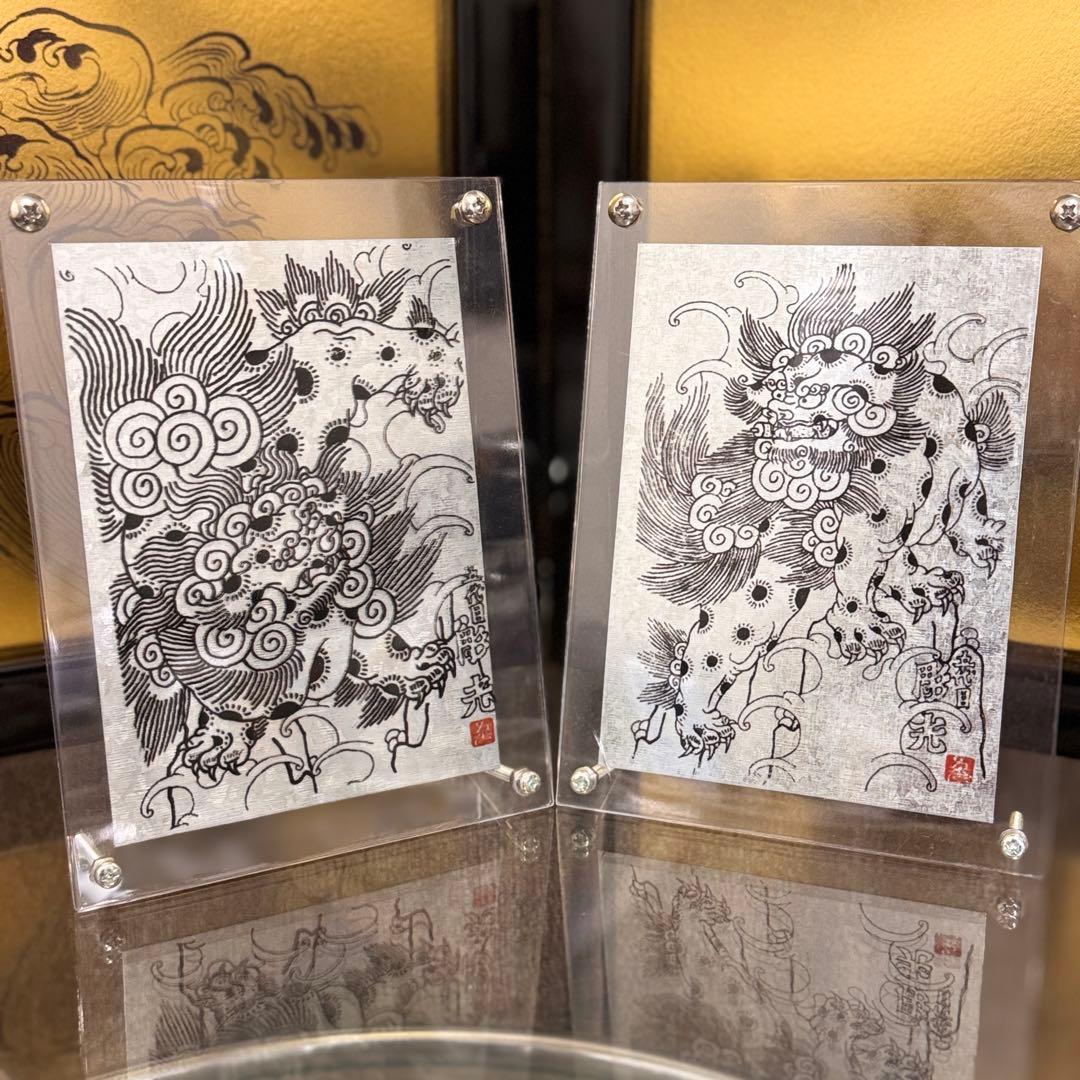 唐獅子・2点組み・和彫・リフレクトプリント