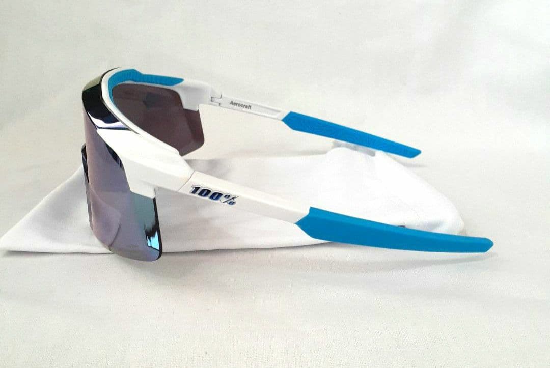 100% Aerocraft ホワイト ブルー ワンハンドレッド サングラス