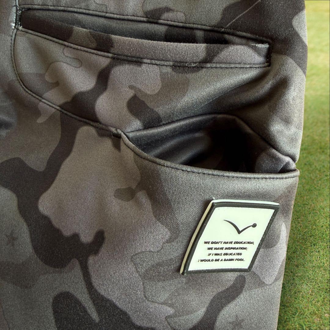 裏起毛　ラッセルノ　パンツ　迷彩　総柄　M〜L相当　白　黒　グレー　蓄熱　暖パン