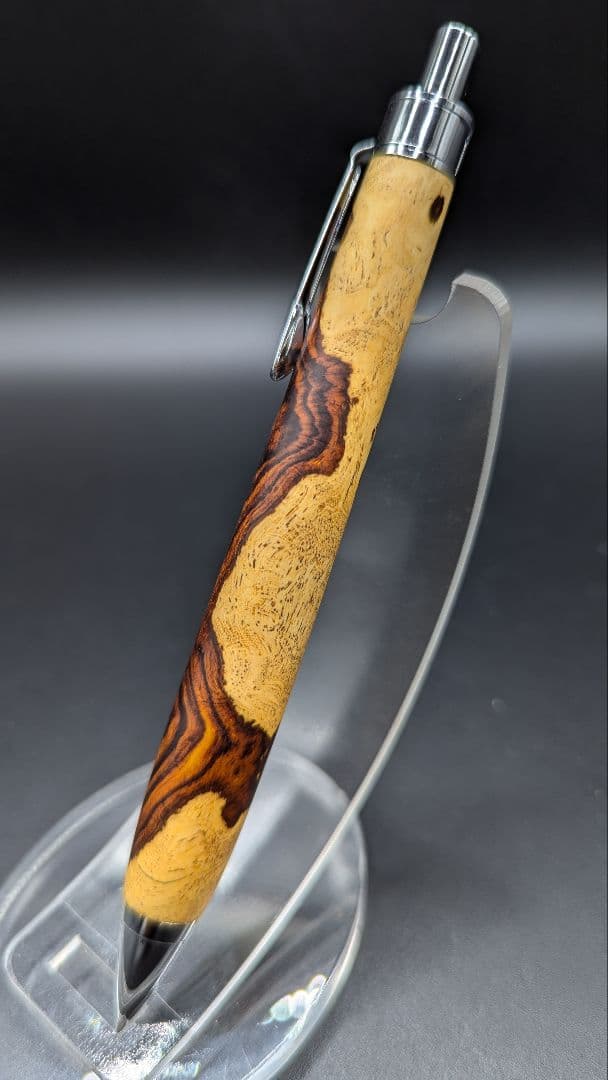 401ペン工房翌檜　極上　デザートアイアンウッド　瘤杢　ツートン　木軸シャーペン