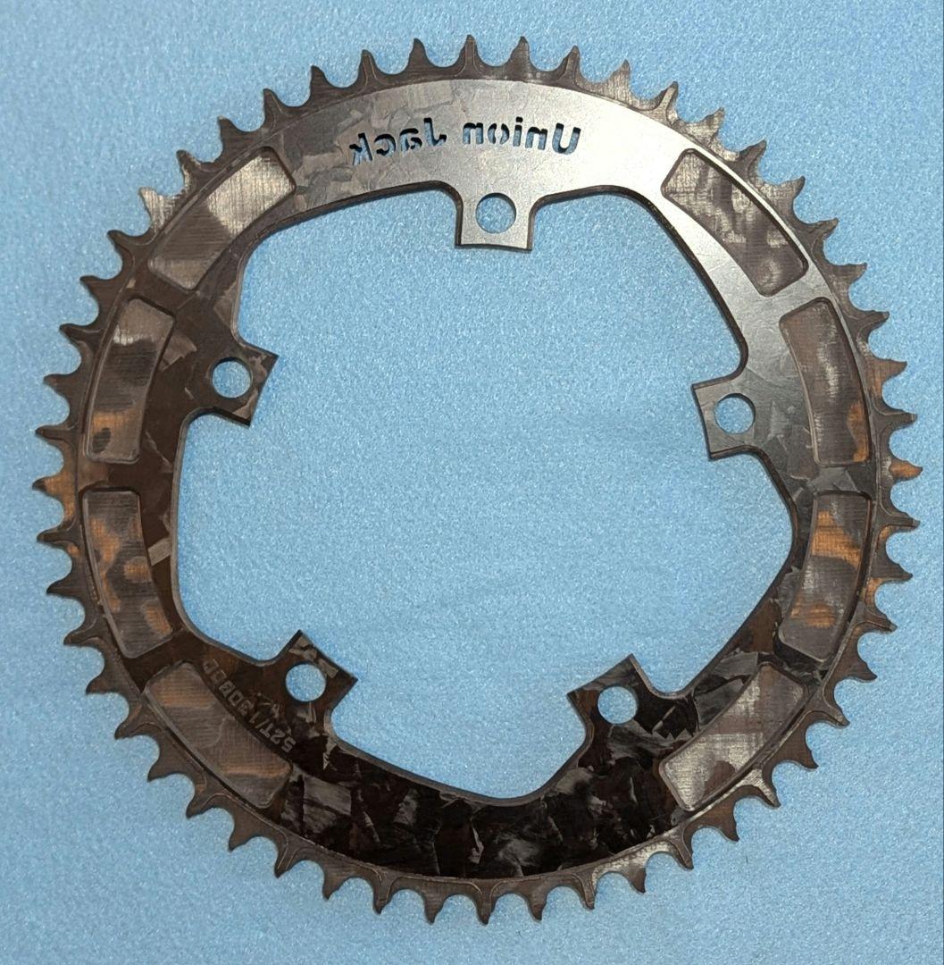 union jack カーボンチェーンリング　結晶模様 52T pcd130