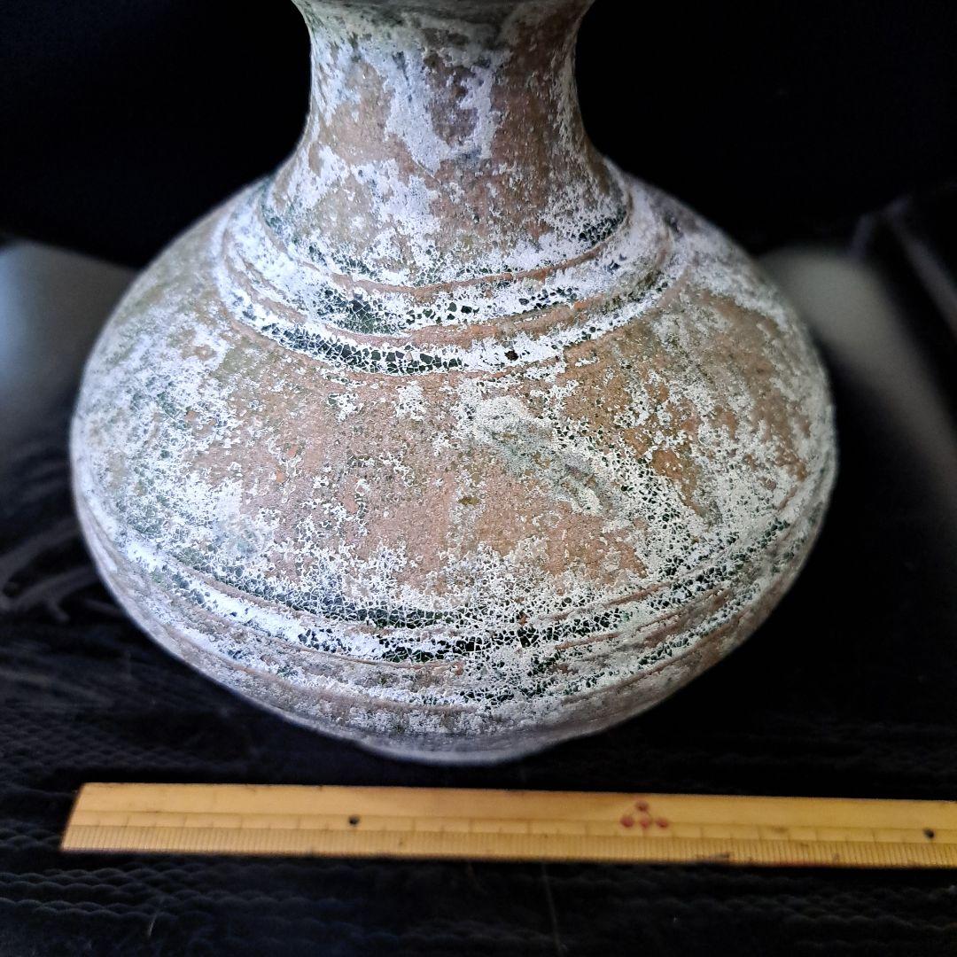 お値下げ中　　発掘品　中国古玩　緑釉銀化　古壺　　一世紀頃　漢時代