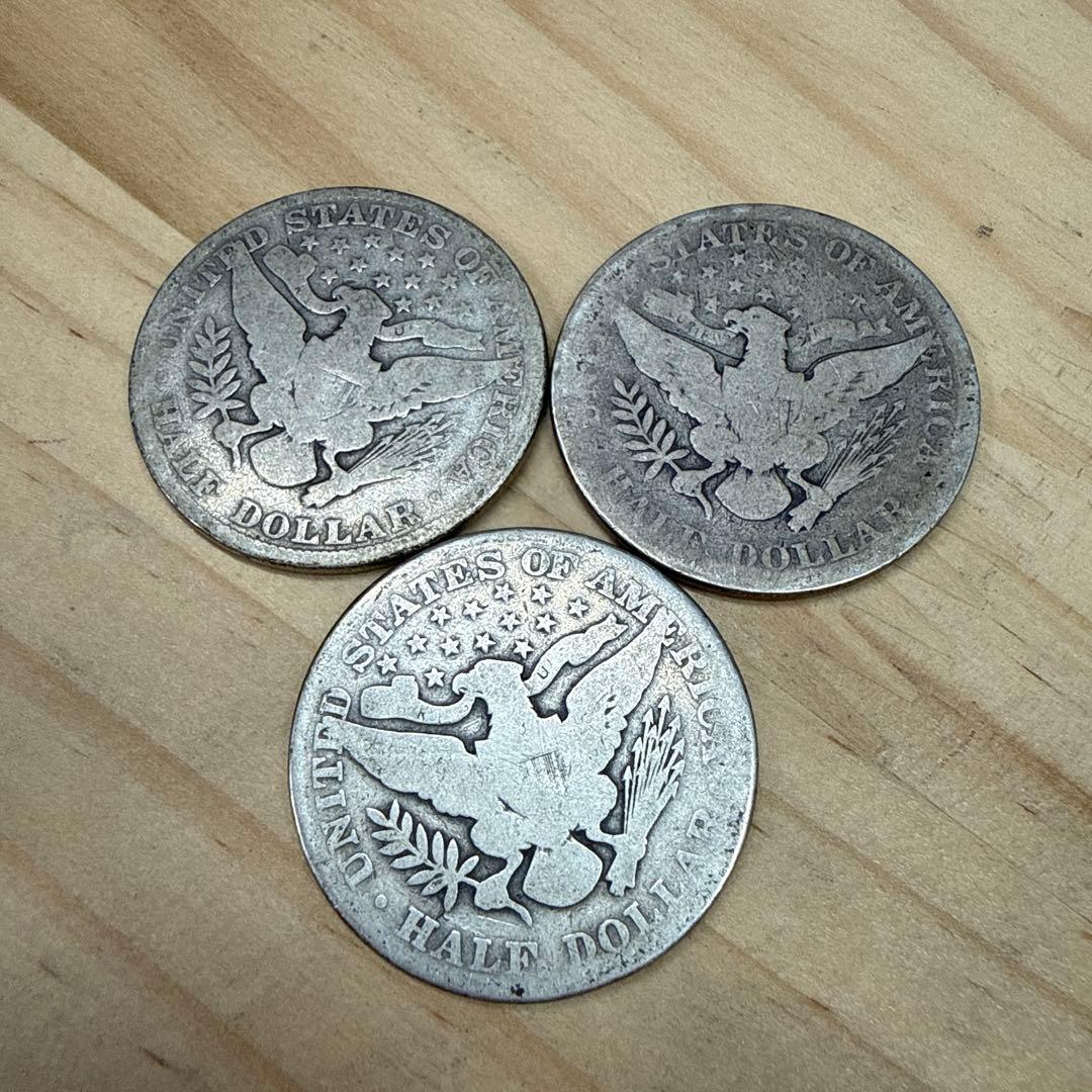 1910年 バーバー50セント銀貨3枚セット