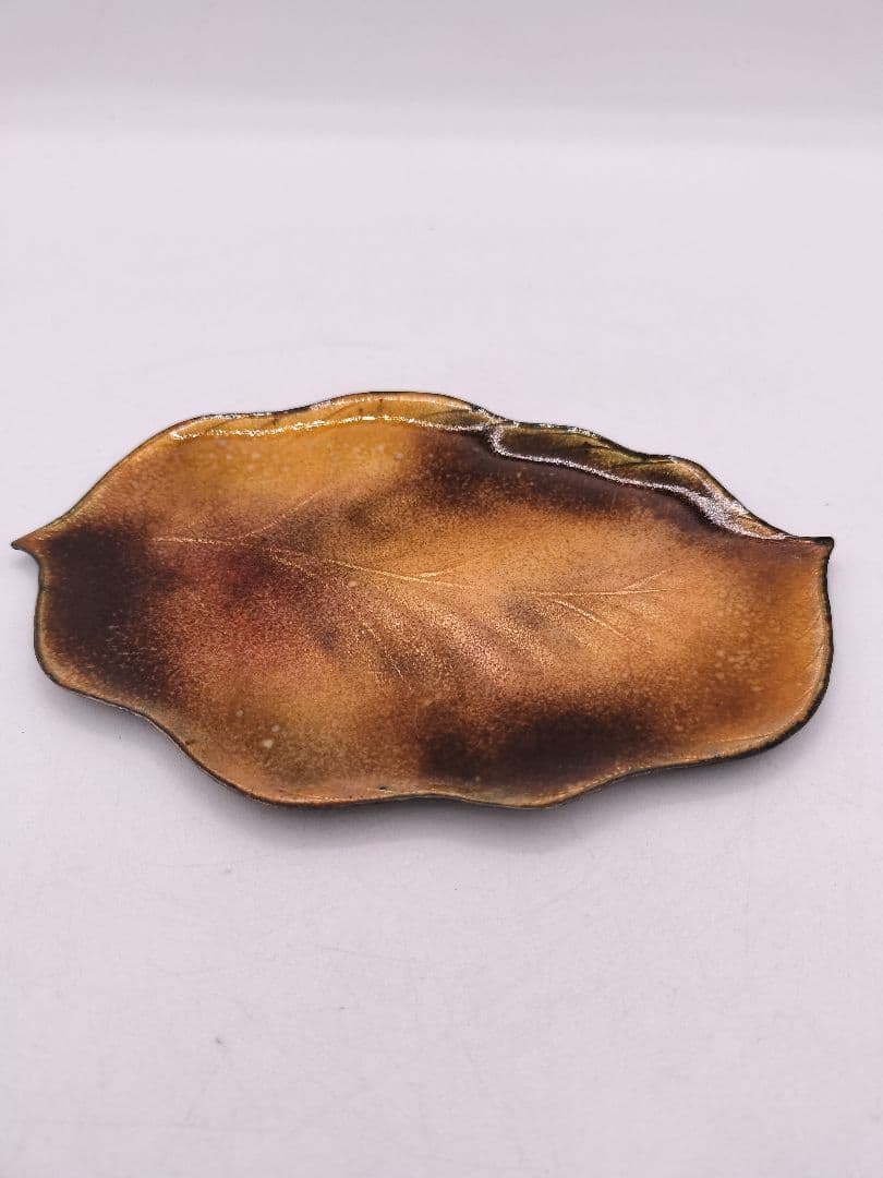 c597 銘々皿 七宝 木の葉 佐藤田保 木箱 茶道具 古物