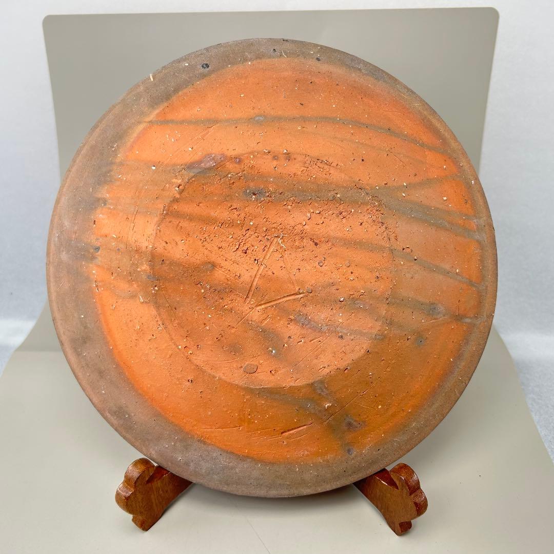 人間国宝・山本陶秀先生オレンジ色 陶器皿 木箱付き