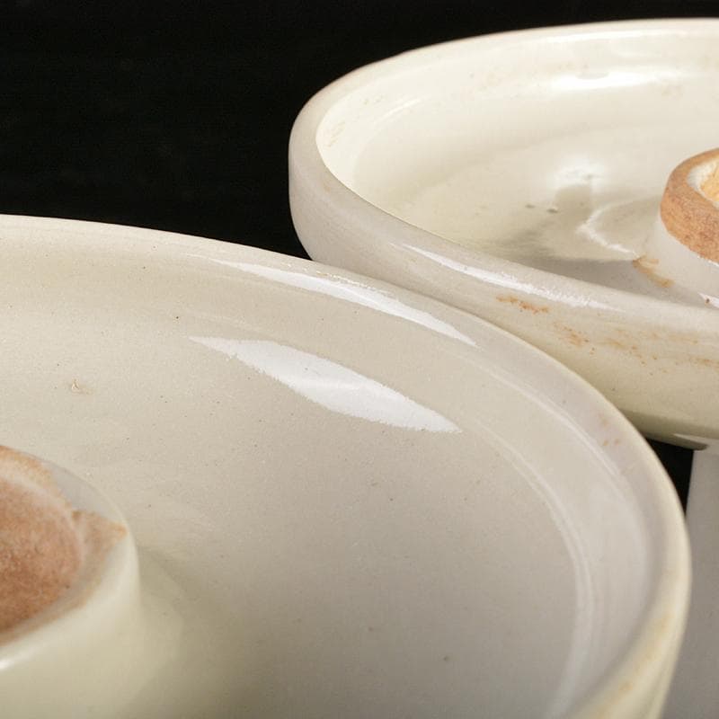 中国　定窯　白磁　杯　杯台　一對　在銘　D　7267E