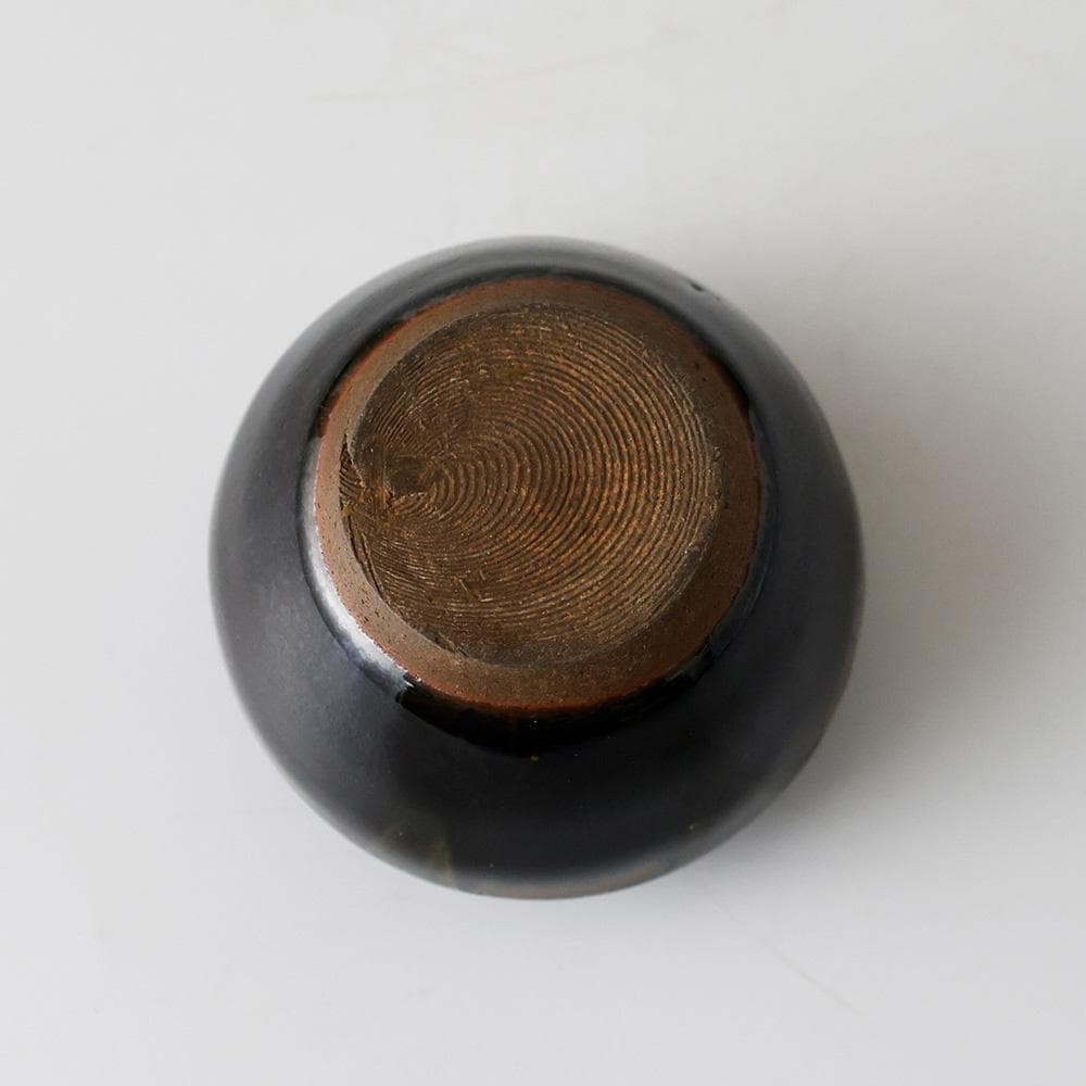 【名品】古瀬戸 茶入 糸切底 時代物 渋い鉄釉 景色抜群 仕覆 蓋付 茶道具合箱