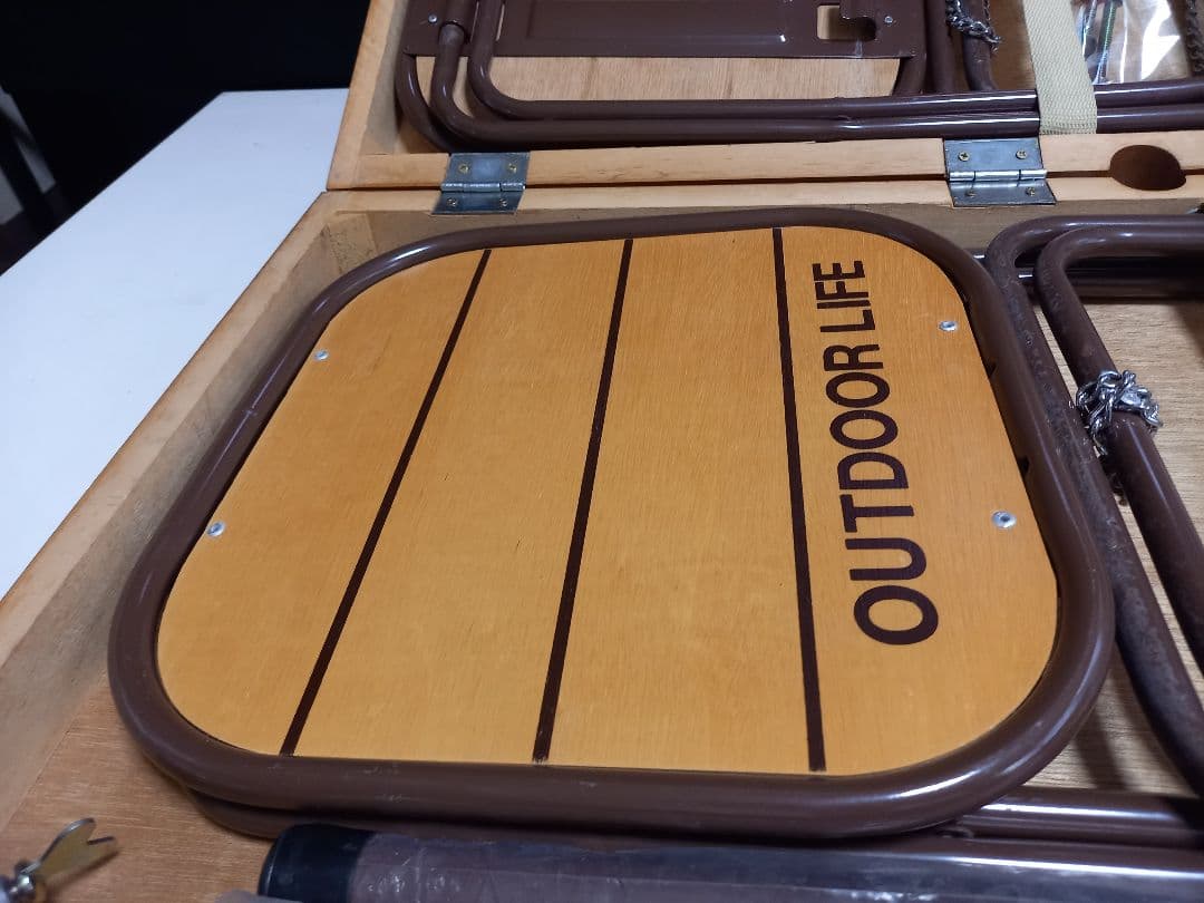美品　OUTDOOR LIFE　ウッド　キャンピング　テーブル　チェア　セット