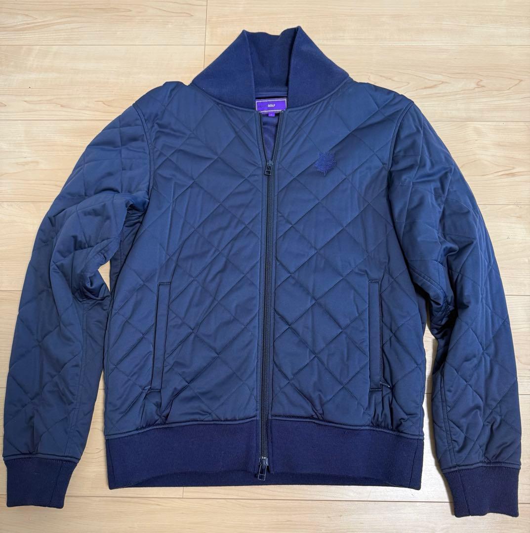 ビームスゴルフ　ダイヤキルティングジャケット　L　ネイビー　ストレッチ　刺繍