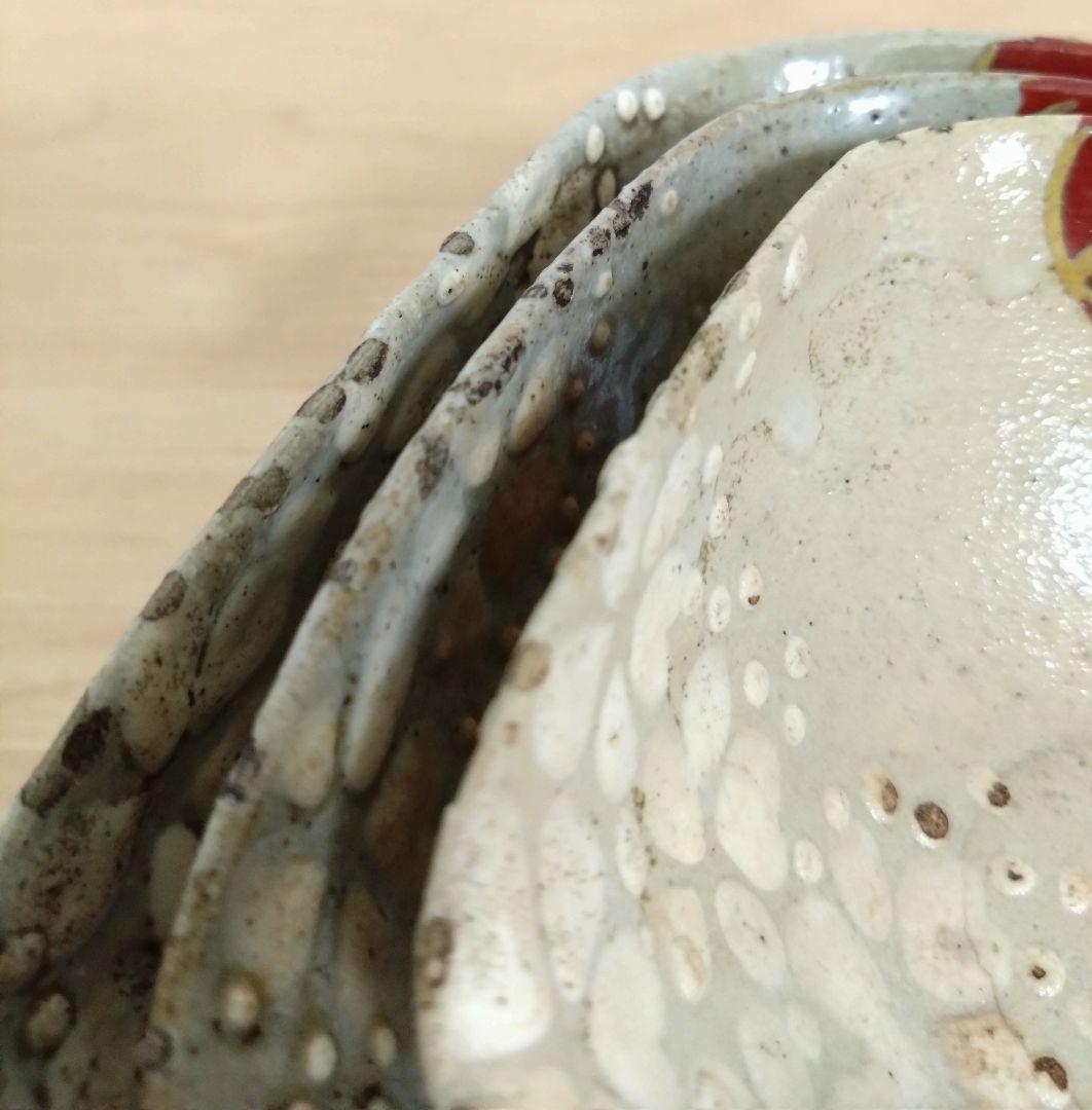 京焼　清水七兵衛作　三ツ組　向付け　清水七兵衛七角印　三ツ組鉢