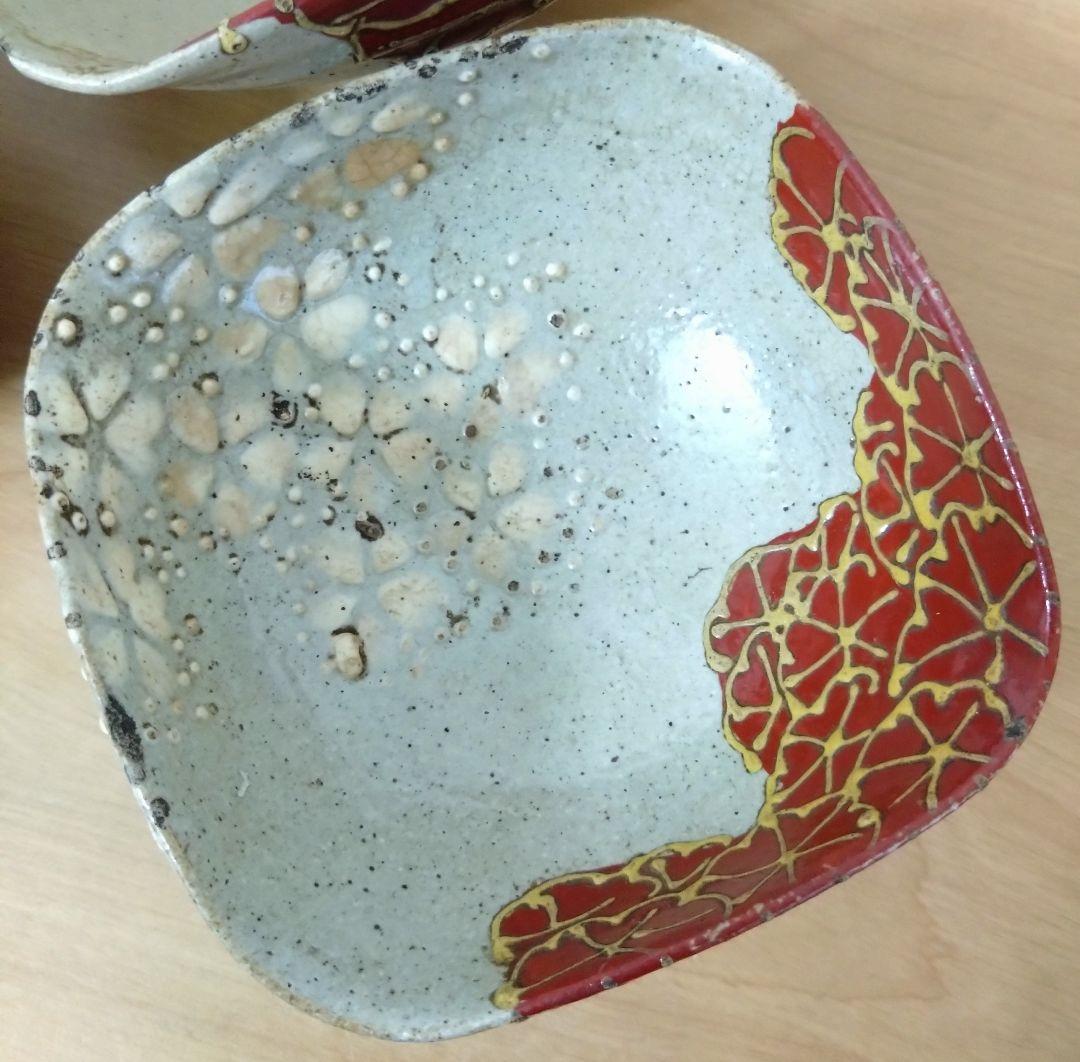 京焼　清水七兵衛作　三ツ組　向付け　清水七兵衛七角印　三ツ組鉢