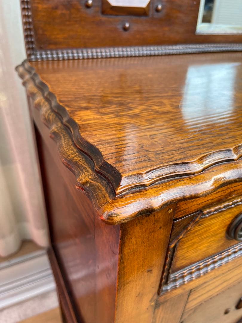 イギリス　アンティーク　キャビネット　ミラーバックサイドボード　ヴィンテージ