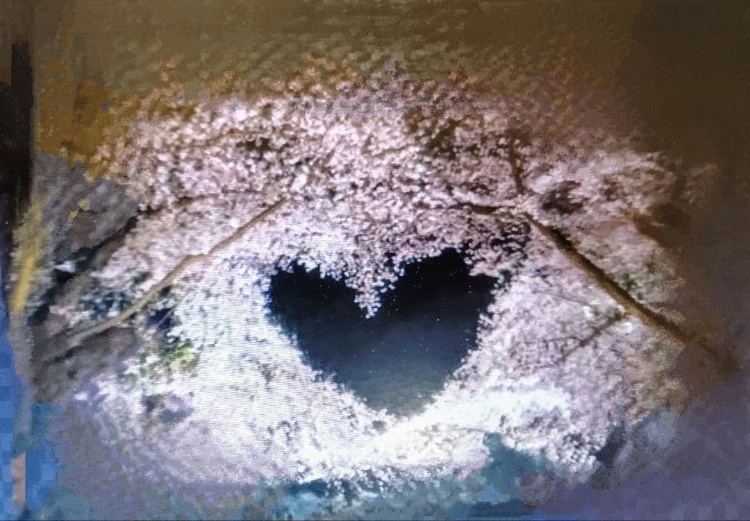 「桜並木のライトアップ」（未来絵画）