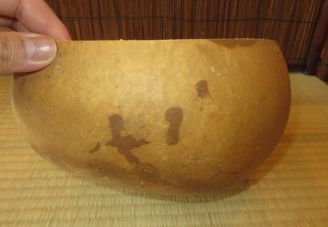 送料込【逢絢亭・新品】茶道具 水屋道具 炭斗 瓢炭斗 内木地 天然もの 紙箱入り