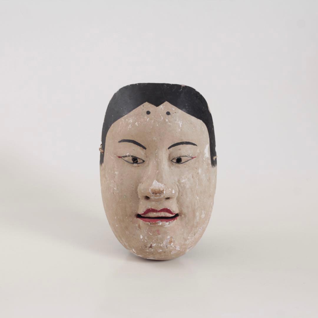 古い 木彫面 田楽面？ 神楽面？ 古道具 古美術 アンティーク オブジェ