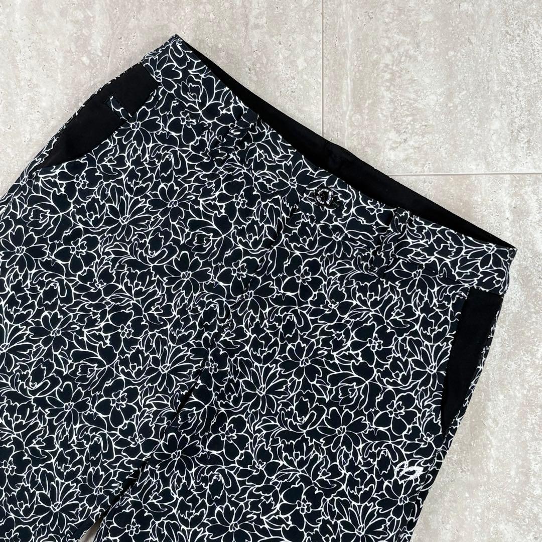 【マスターバニーエディション】ロングパンツ　花柄　黒x白　インナーガードル