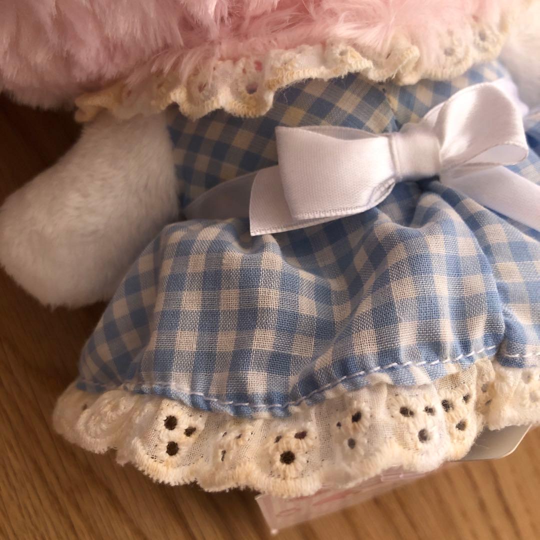 マイメロディ　ぬいぐるみ おめかしシリーズ　水色ギンガムチェック　タグ付き