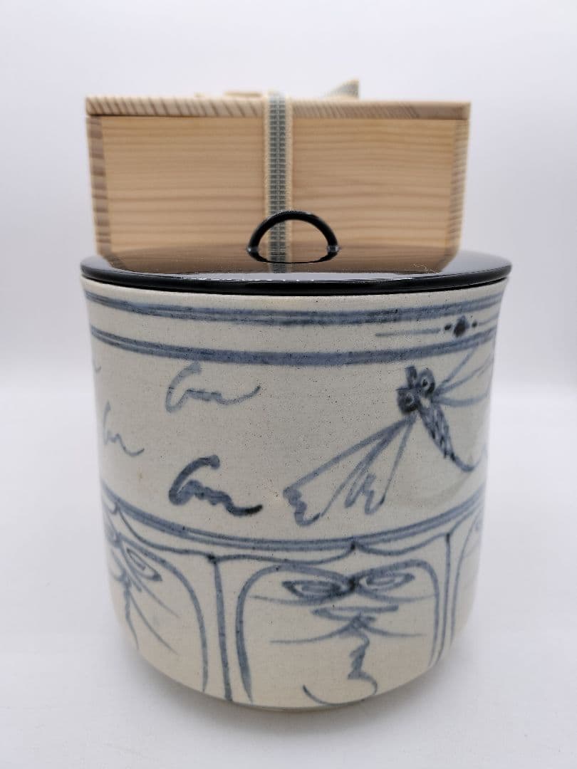 c670 水指 安南写 蜻蛉 太仙窯 木箱 茶道具 古物