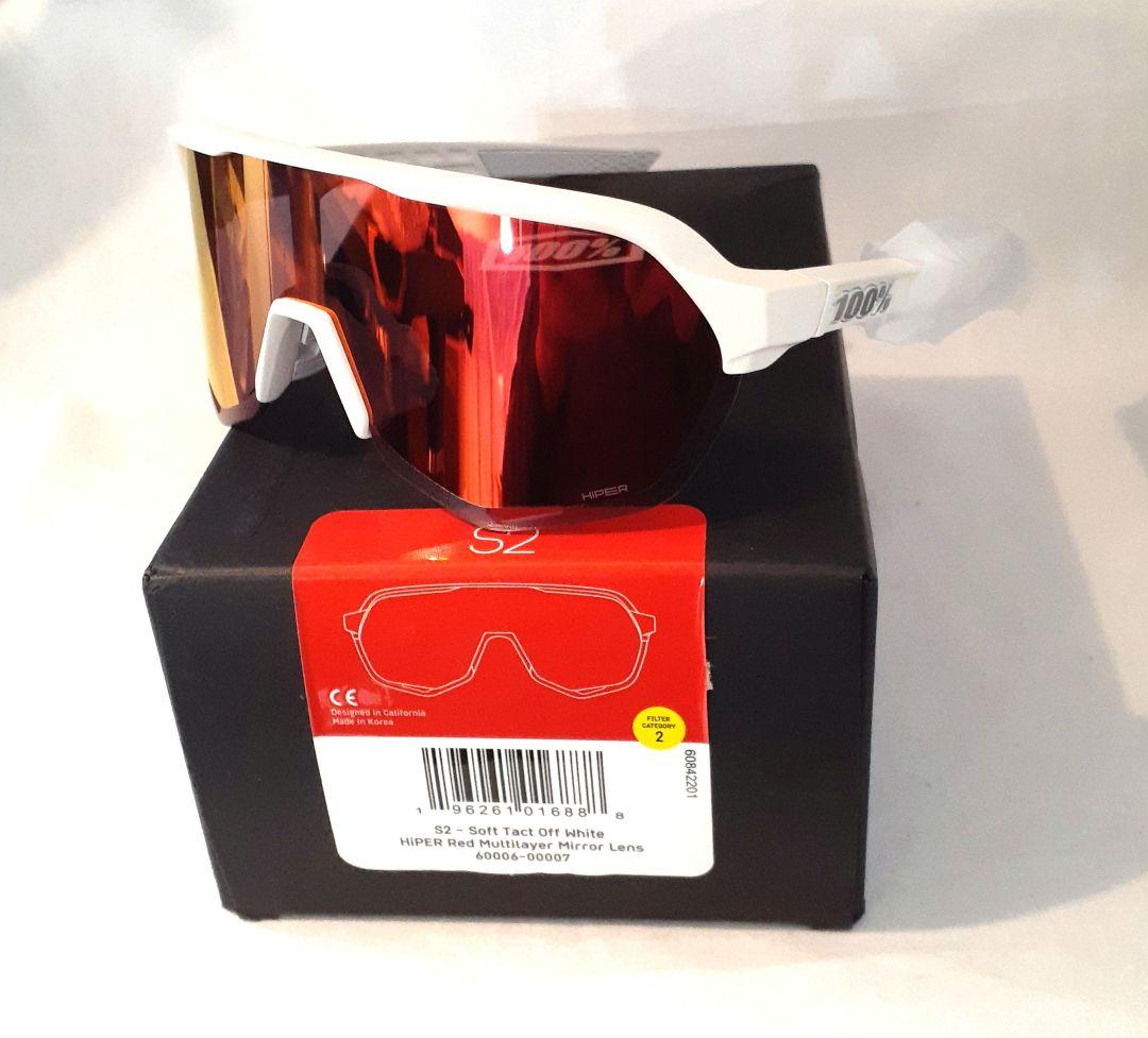 100% S2 ホワイト レッドミラーレンズ ワンハンドレッド サングラス