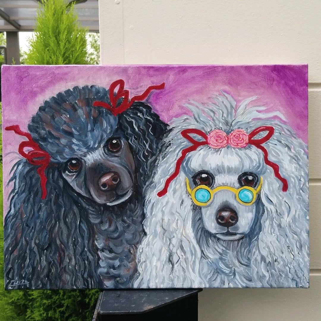 油絵　専用　ゴージャスな犬たち
