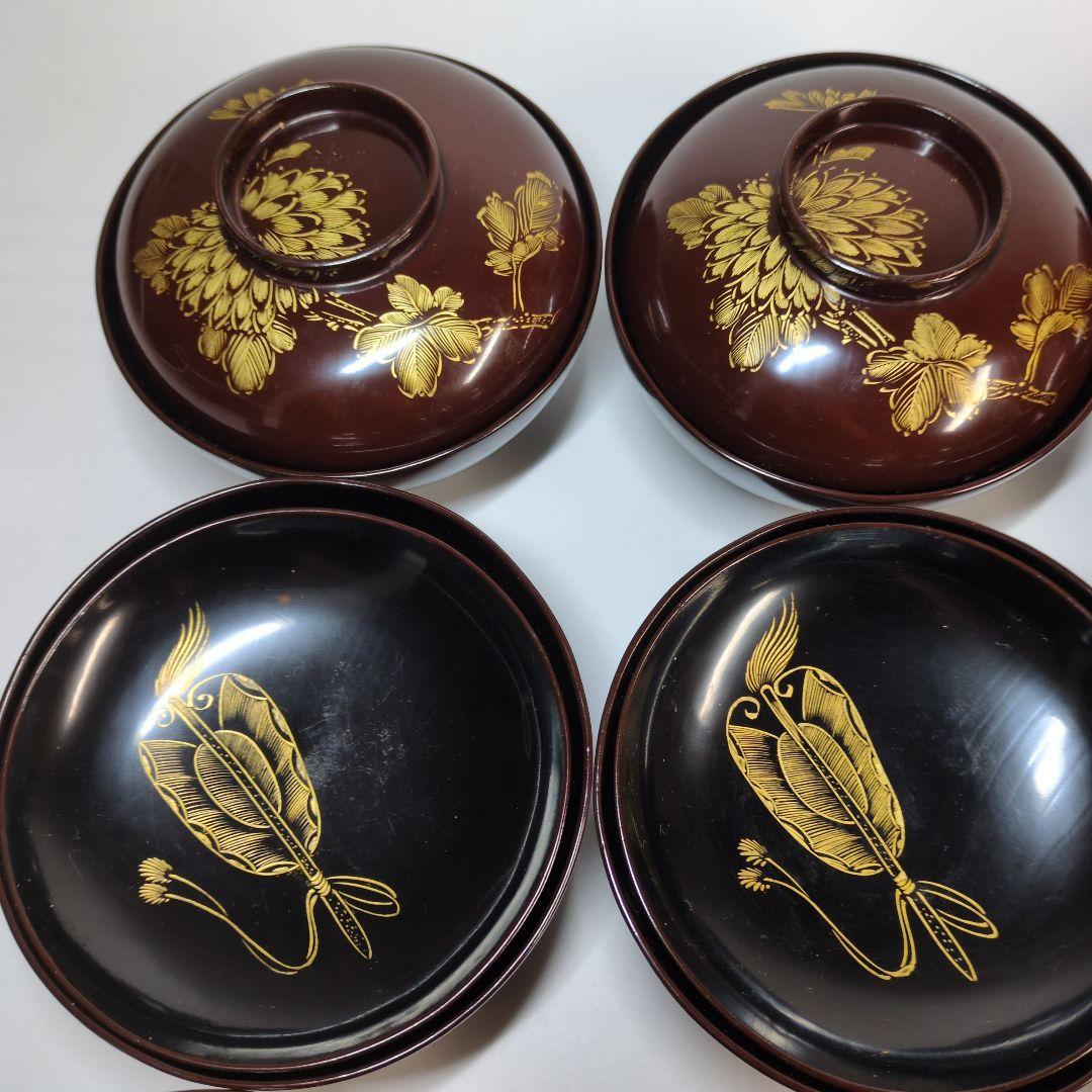 輪島塗　沈金　碗　9客セット　骨董　アンティーク　茶碗