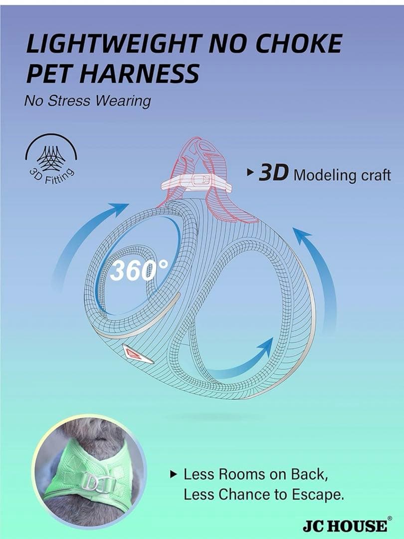 小型犬 猫 超軽量 犬服 喉への負担が少ない散歩/訓練/お出掛 グリーン,XS