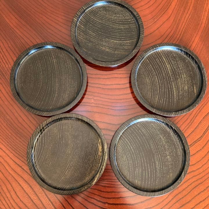 輪島塗　小森邦衛作　銘々盆　5枚