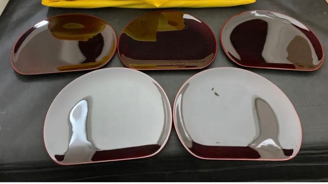 Tomo　溜塗　輪島塗　半月銘々皿5客