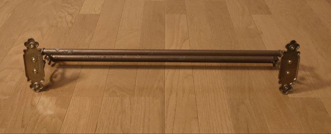 アンティーク 真鍮製 ダブルタオルバー 2連タオル掛け ロングタイプ イタリア製