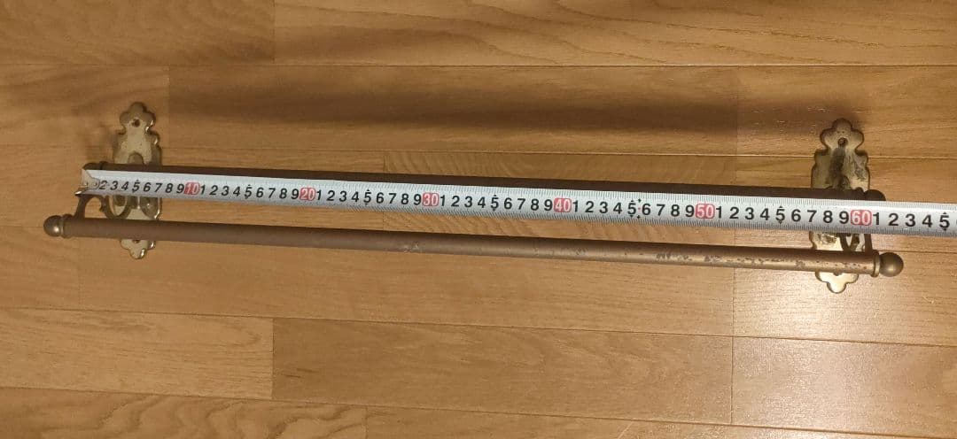 アンティーク 真鍮製 ダブルタオルバー 2連タオル掛け ロングタイプ イタリア製