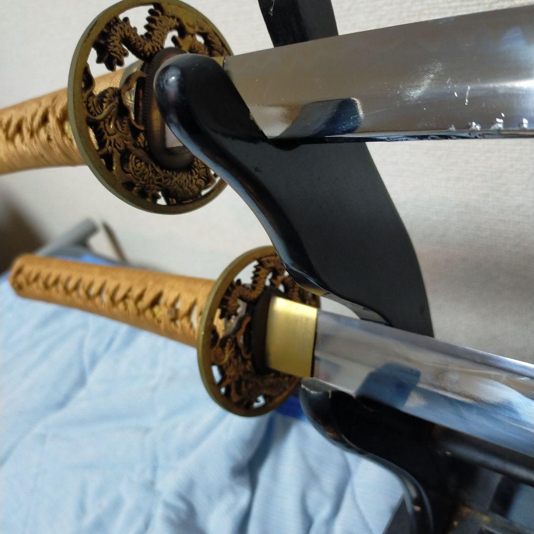 居合刀　模造刀　日本刀　刀剣　鮫皮 透かし鍔　大小二本　刃紋