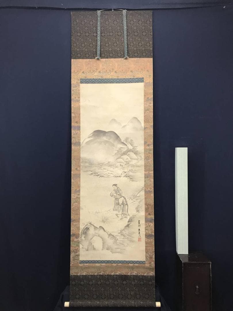 作者不詳/山水人物図/山水図/人物図/掛軸/名家伝来/AC-416