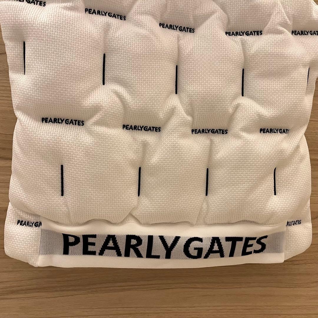 新品★42,900円 パーリーゲイツ ダウンベスト フード付き 白×紺ロゴ 1