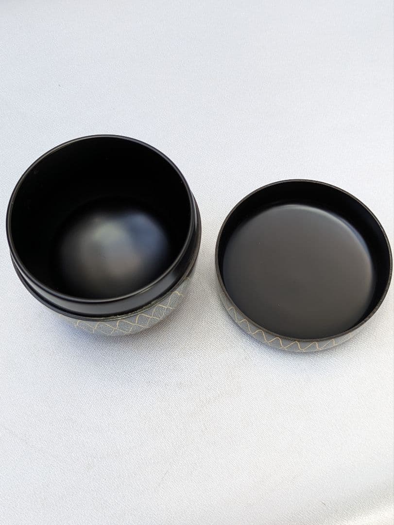 てーむ☆b480、茶道具 棗 なつめ 中棗 黒金網目蒔絵
