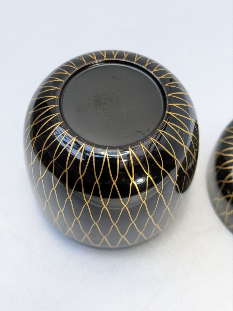 てーむ☆b480、茶道具 棗 なつめ 中棗 黒金網目蒔絵