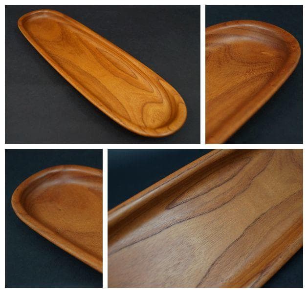 欅製 煎茶盆 一文字盆 刳り貫き盆 楕円盆 / 煎茶道具