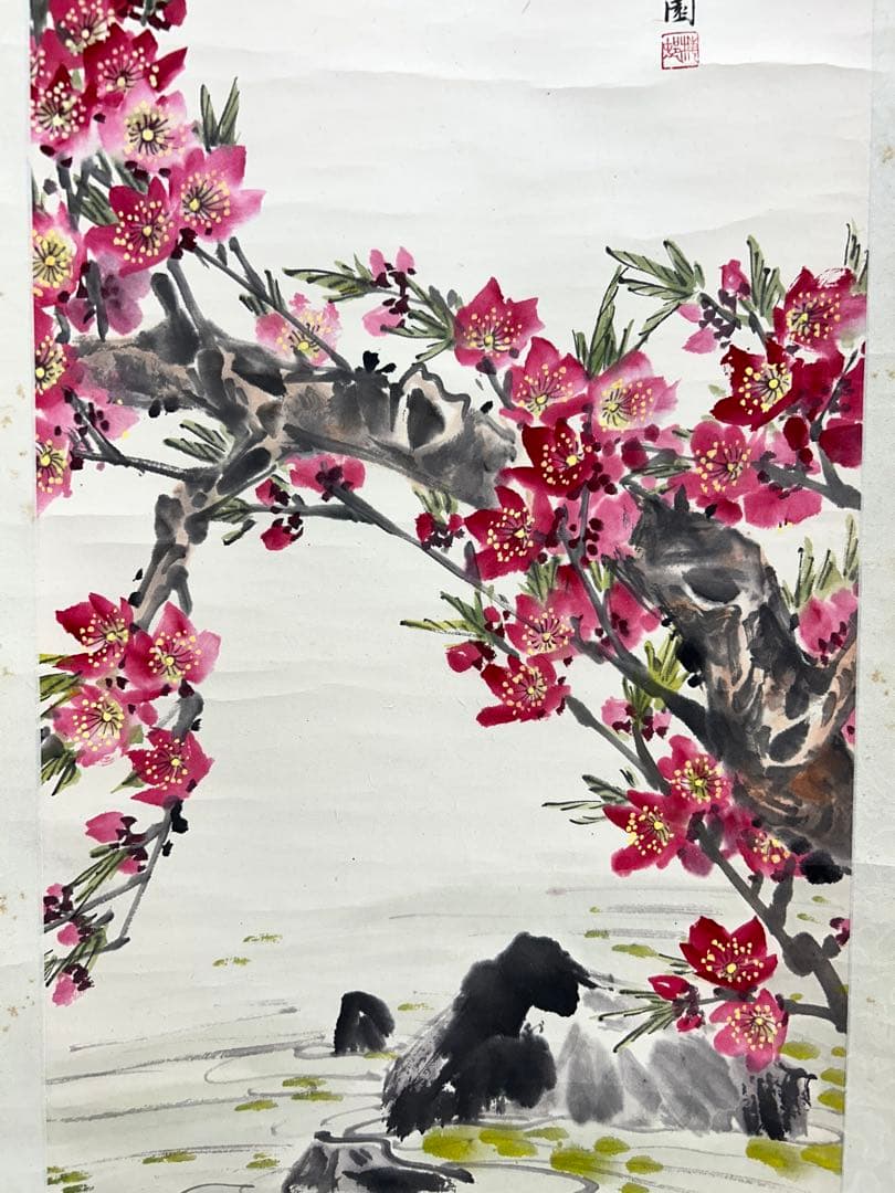 痩石　墨彩　紙本　掛軸 双副　春 夏　民国　清　中国