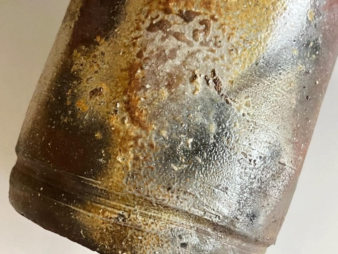 人間国宝　藤原啓　耳付窯変花入 　M336