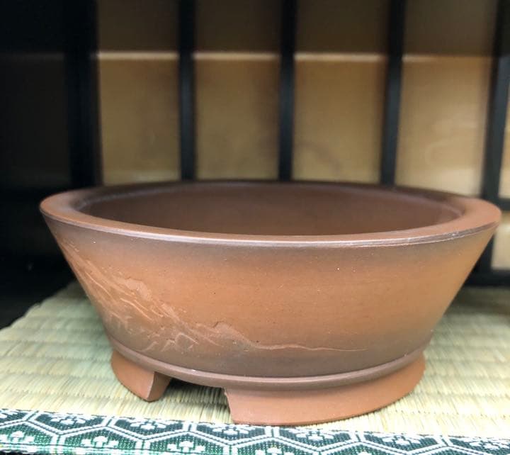 盆栽鉢　平田美芸　落款 美芸　盆栽　小品鉢　釘彫 泥鉢