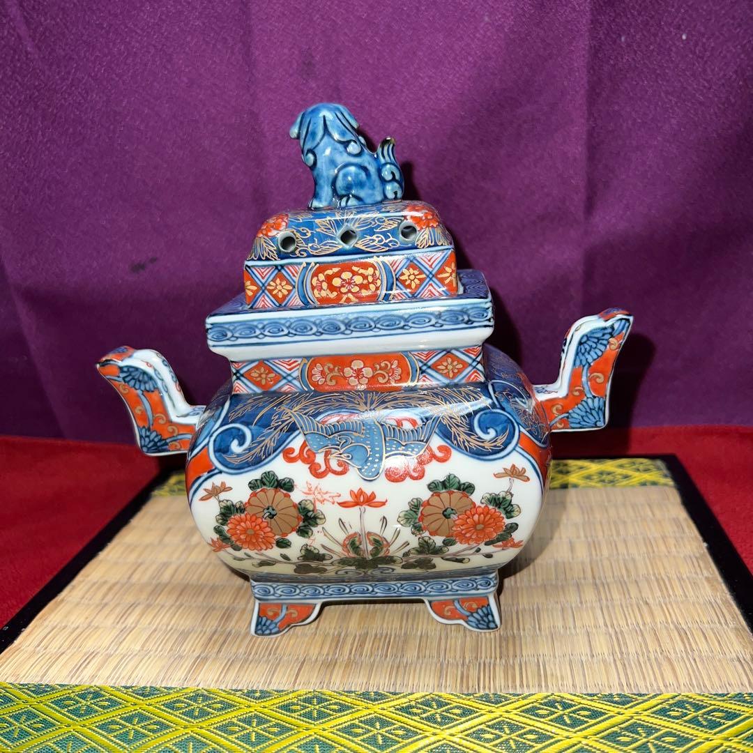 古伊万里花鳥図源右衛門　香炉最上級品　共箱窯出し値400000円