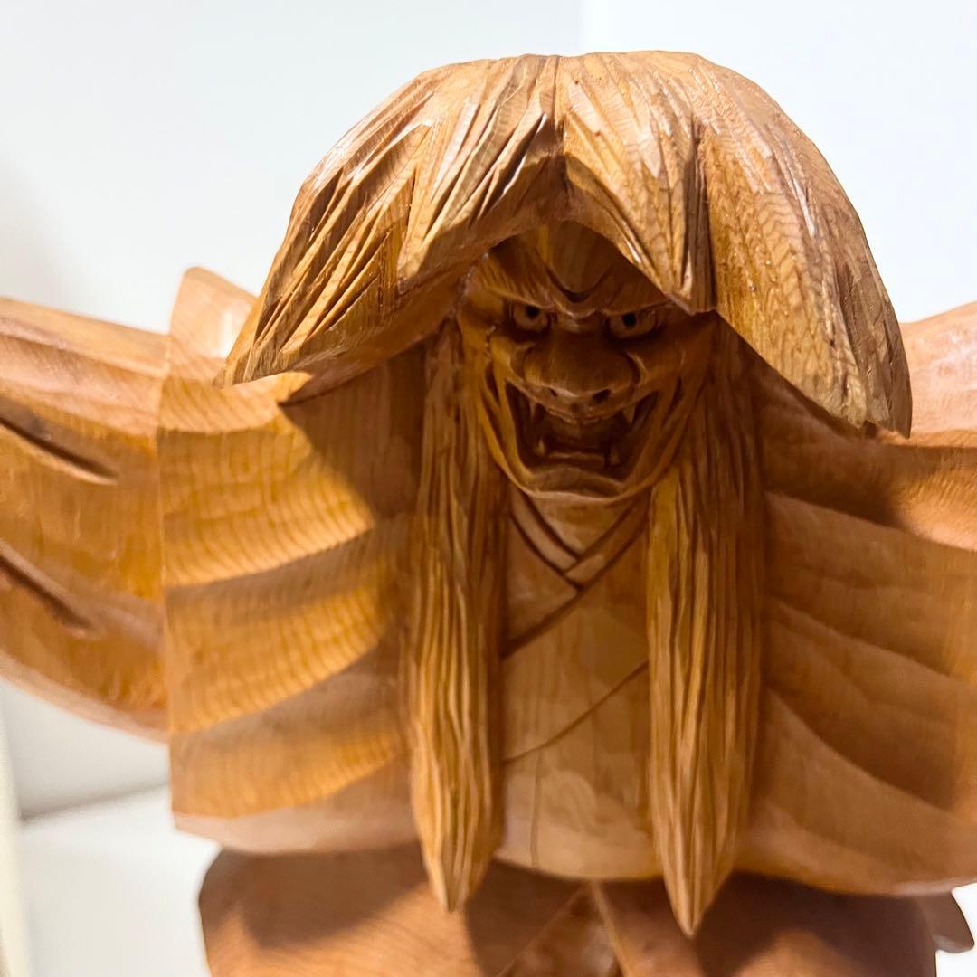 希少 レア 一位一刀彫り 飛騨高山一刀彫第一人者・東勝廣「石橋」共箱 置物 木彫