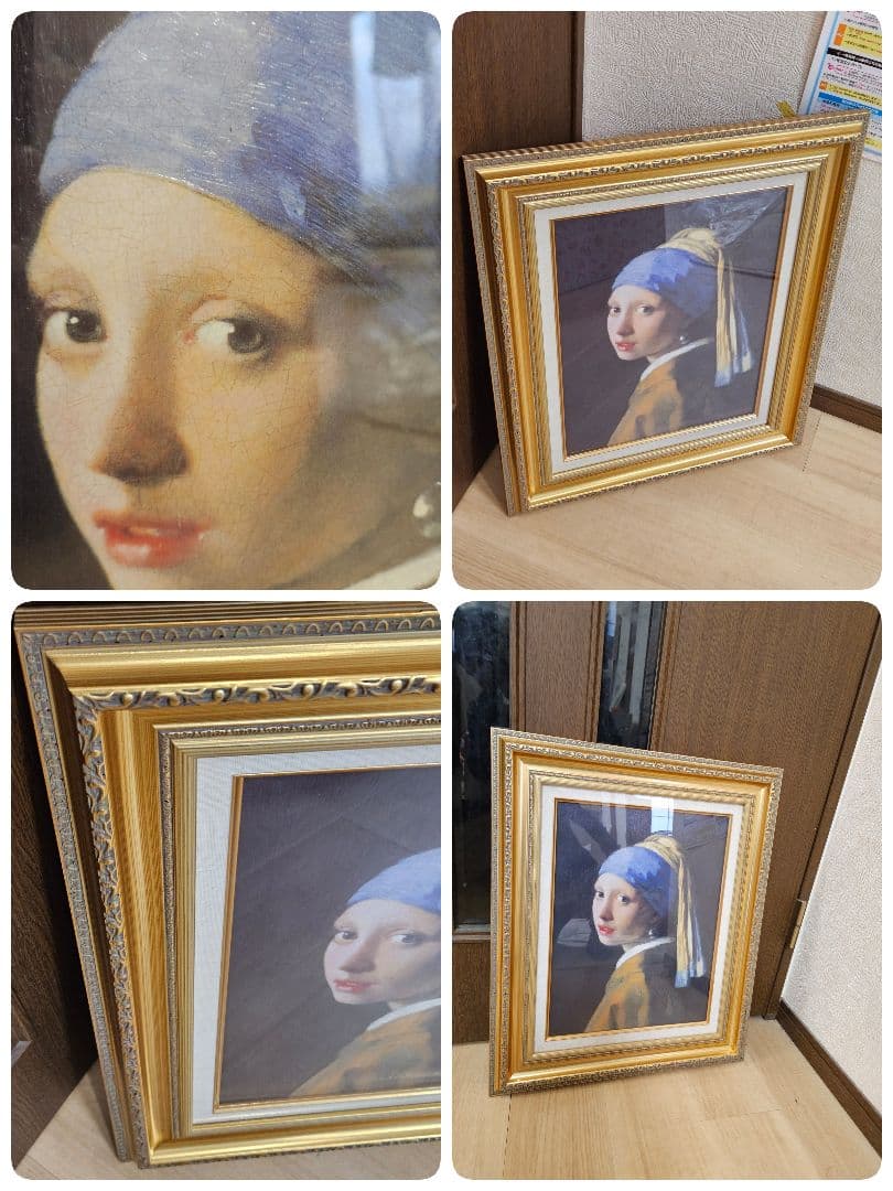真珠の耳飾りの少女 バロック絵画 フェルメール複製画 外枠58x47.5cm