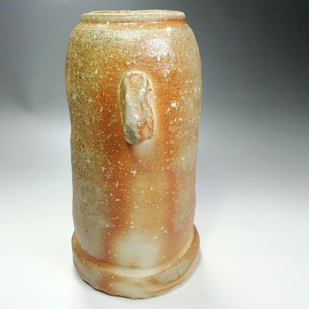 Ｓ３００　花入『信楽耳付花入』『古来窯　上田光春』　共箱　花瓶　茶道具