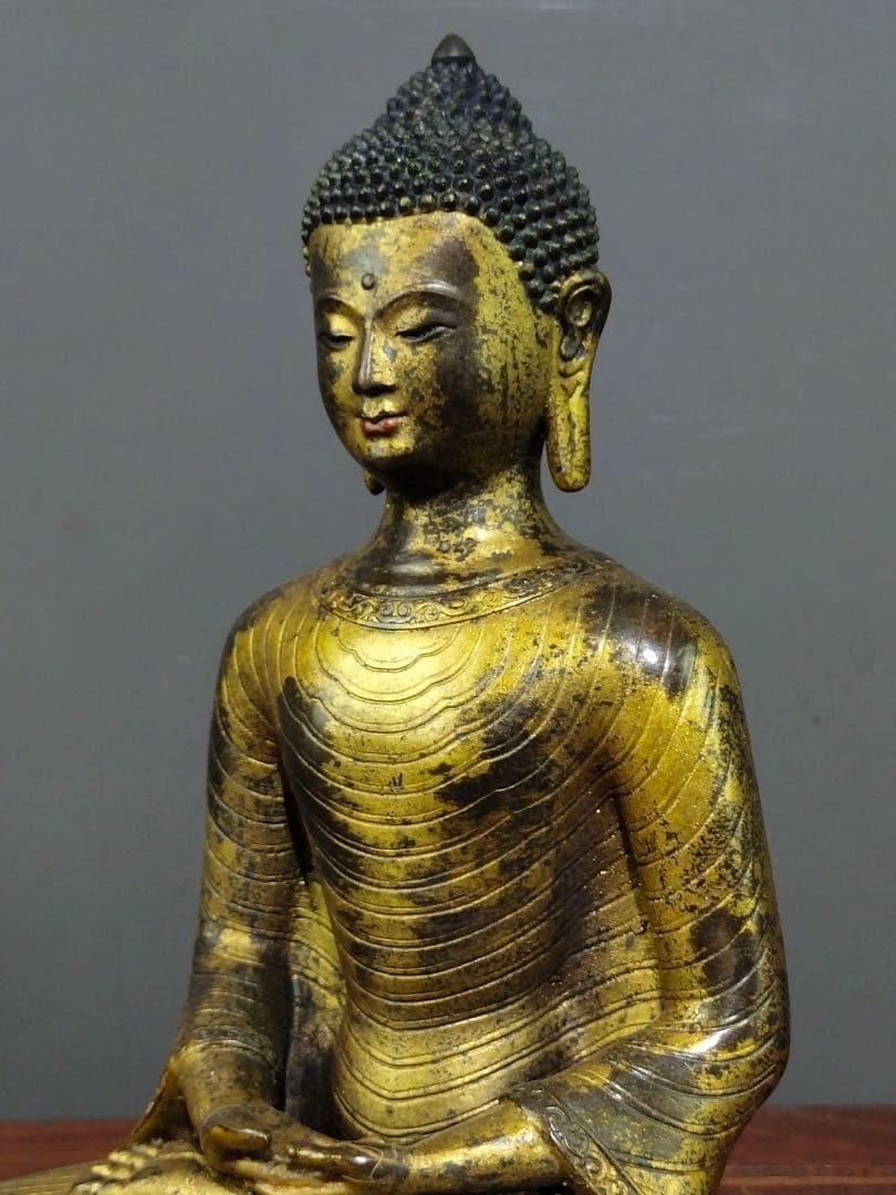 珍品 銅製鎏金仏像〈释迦牟尼仏〉高さ23cm