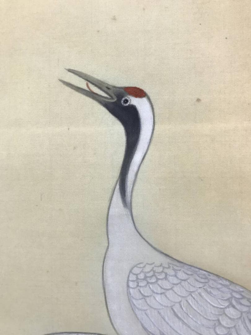 真作/相沢義二/松上鶴図/松上双鶴/祝事掛/平常掛/掛軸☆宝船☆AH-603