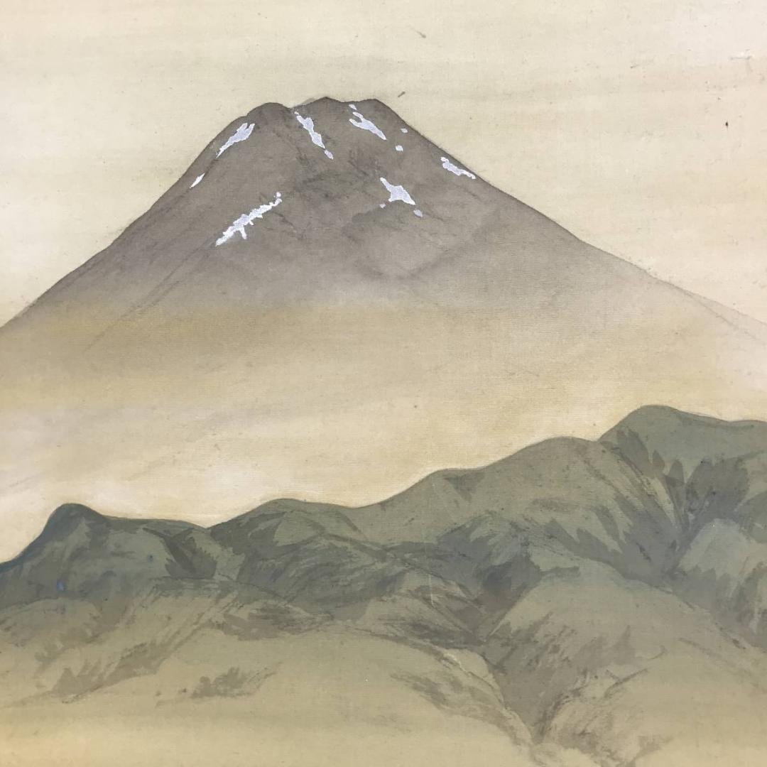 【真作】矢沢玄月/富士山水図/掛軸☆宝船☆AD-575