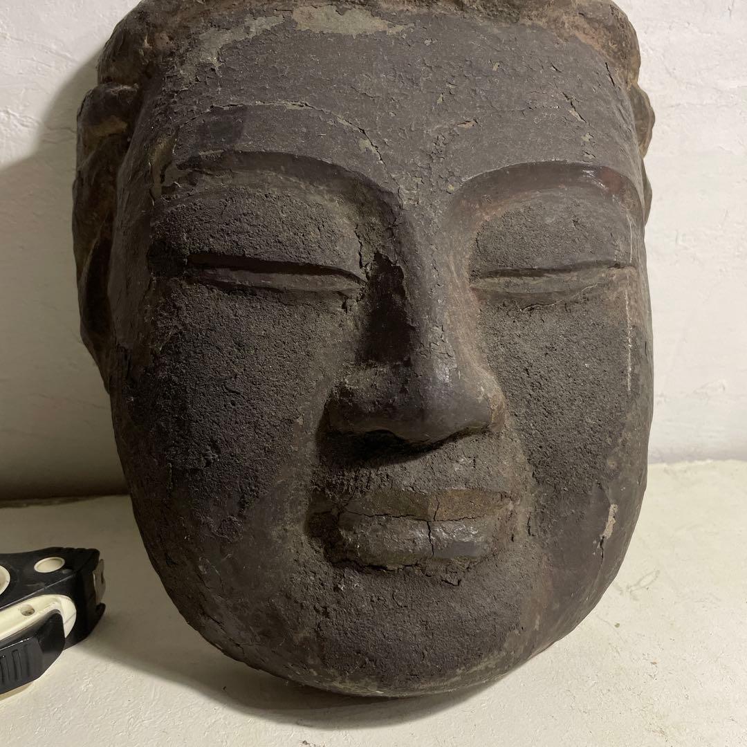 珍品 大きめ 仏頭 お面 35cm 骨董品 アンティーク