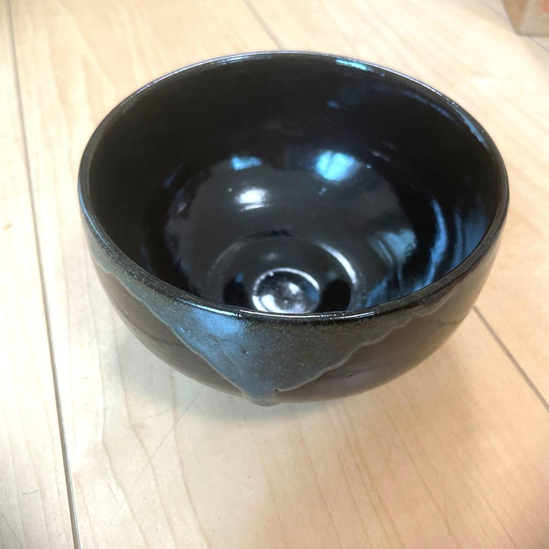 薩摩焼　野崎錦正造　黒釉茶碗茶　抹茶碗 骨董1-4