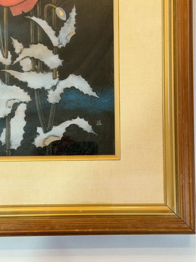 人間国宝　 西勝廣　　沈金芥子園漆芸額略歴付き